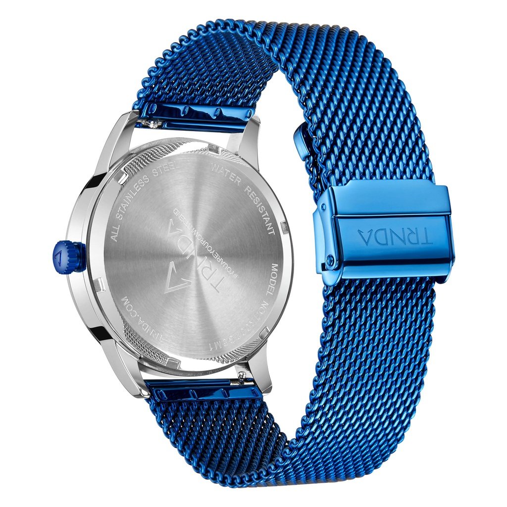 TRNDA TIMEPIECE: STYLISH STAINLESS STEEL MESH MEN'S WATCH - ELEGANT SILVER DIAL 43MM