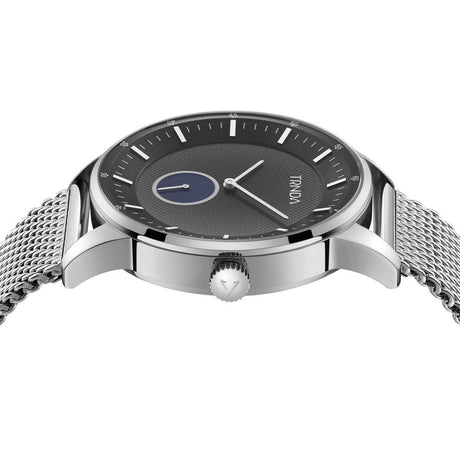 TRNDA STAINLESS STEEL MENS WATCH - TIMELESS GRADIENT GRAY DIAL & SILVER MESH BAND