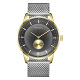 TRNDA MEN'S TRENDY STAINLESS STEEL WATCH - TIMELESS GOLD CASE WITH GRADIENT LIGHT GRAY DIAL