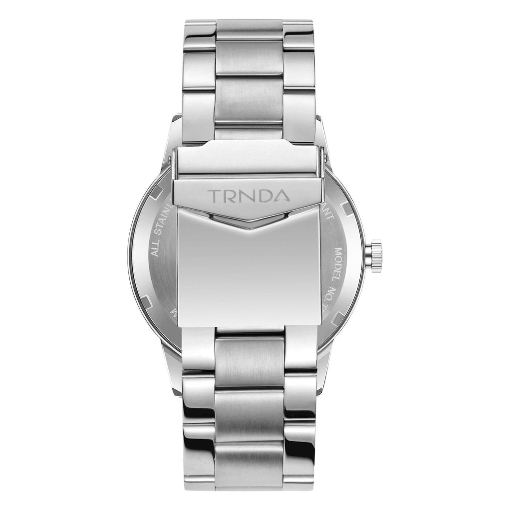 TRNDA TRENDY MEN'S STAINLESS STEEL WATCH - TIMELESS SILVER WITH GRADIENT GRAY DIAL