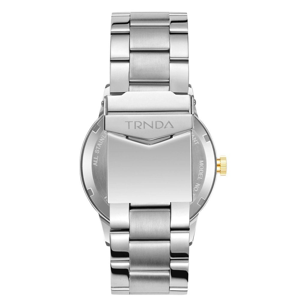 TRNDA TRENDY STAINLESS STEEL MEN'S WATCH - TIMELESS GOLD & SILVER FASHION STATEMENT