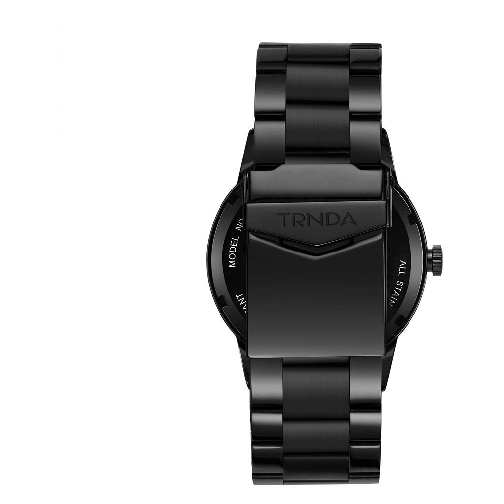 TRNDA MEN'S STAINLESS STEEL WATCH - TIMELESS BLACK DIAL & BAND, EFFORTLESS STYLE