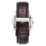 TRNDA SQUARE CLASSIC 45MM STAINLESS STEEL MEN'S WATCH - BROWN LEATHER BAND & WHITE DIAL