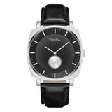 TRNDA STAINLESS STEEL SQUARE MEN'S WATCH - ELEGANT GRADIENT DIAL & BLACK LEATHER BAND