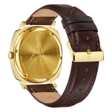 TRNDA STAINLESS STEEL SQUARE GOLD MEN'S WATCH - TIMELESS BLUE DIAL WITH BROWN LEATHER BAND