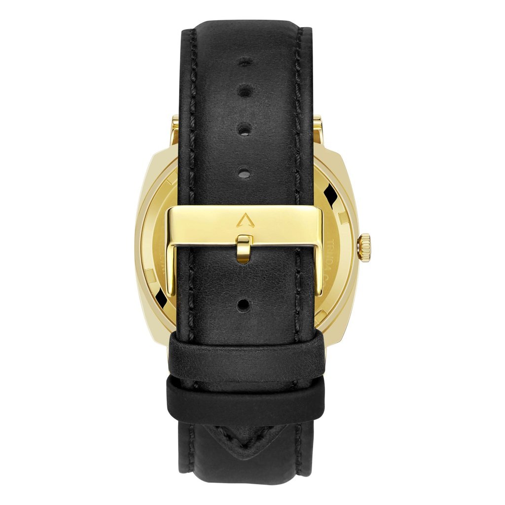TRNDA SQUARE GOLD STAINLESS STEEL MEN'S WATCH - UNIQUE BLUE DIAL & BLACK LEATHER BAND