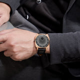 TRNDA SQUARE ROSE GOLD STAINLESS STEEL MEN'S WATCH - TRENDY LEATHER BAND & UNIQUE GREY DIAL