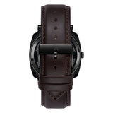 TRNDA SQUARE BLACK STAINLESS STEEL MEN'S WATCH - SEAWEED GREEN DIAL & BROWN LEATHER BAND