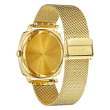 TRNDA MEN'S TIMEPIECE - SQUARE GOLD STAINLESS STEEL WATCH WITH UNIQUE BLUE DIAL