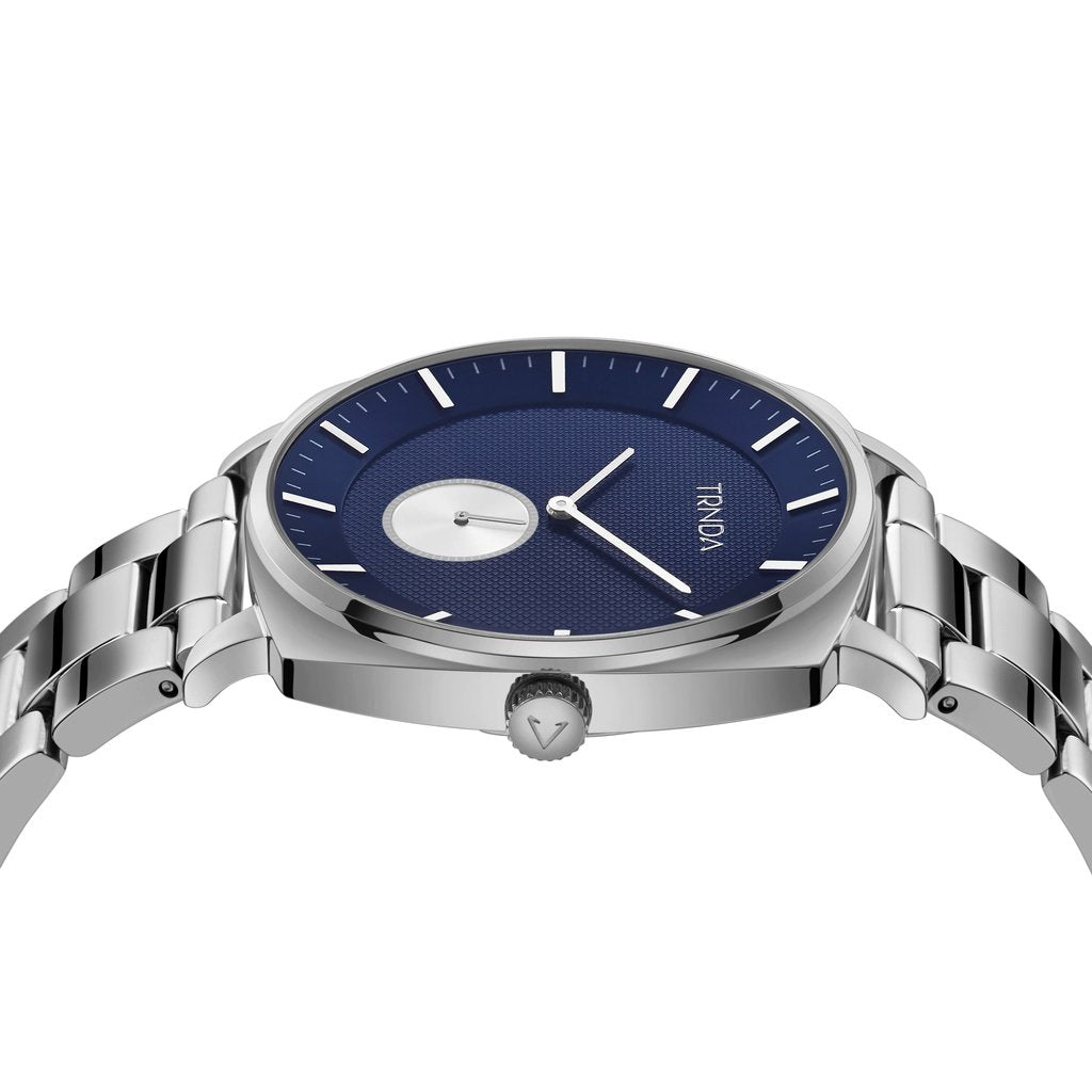TRNDA STAINLESS STEEL SQUARE WATCH - TIMELESS BLUE DIAL MEN'S FASHION STATEMENT