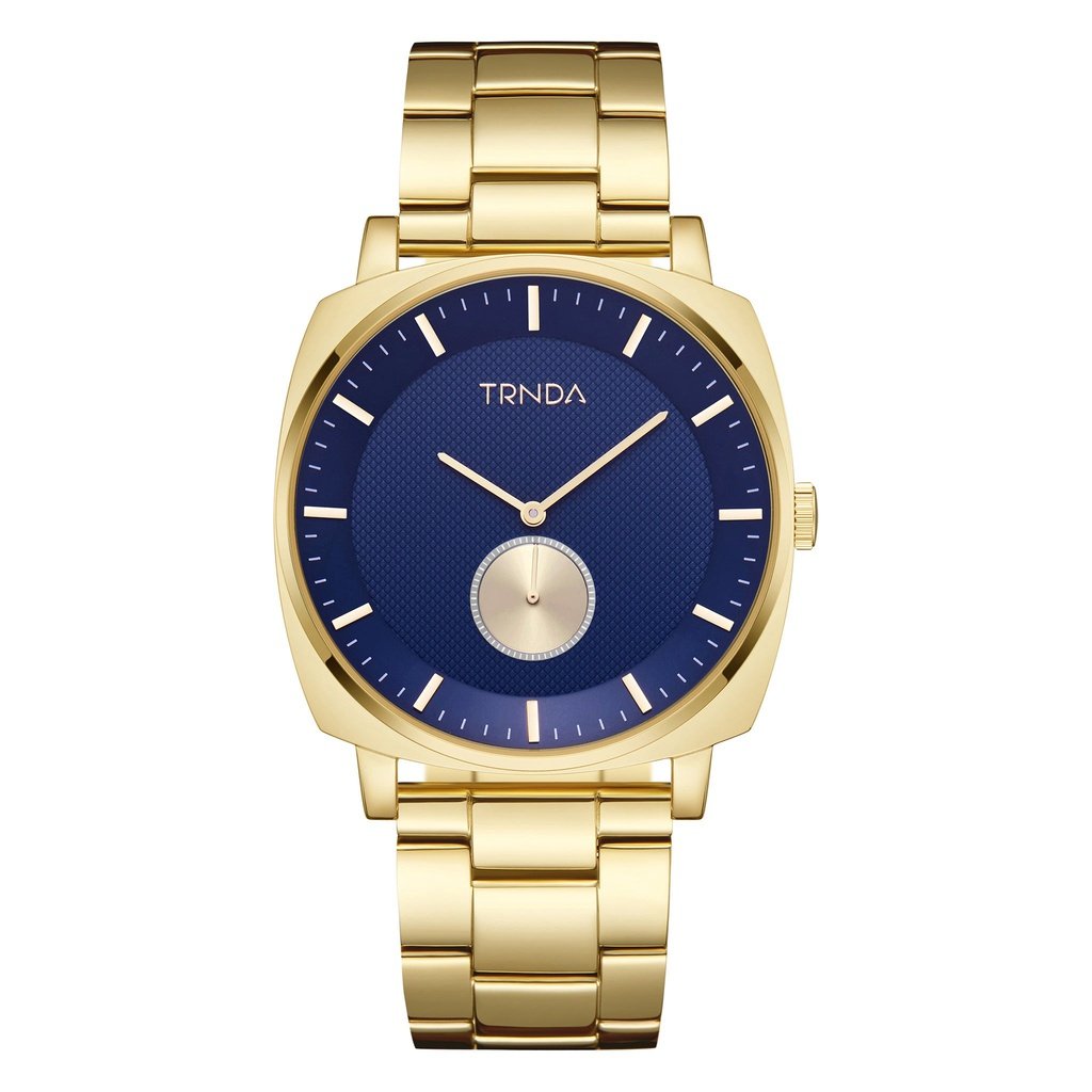 TRNDA SQUARE GOLD STAINLESS STEEL MEN'S WATCH - TIMELESS BLUE DIAL FASHION STATEMENT