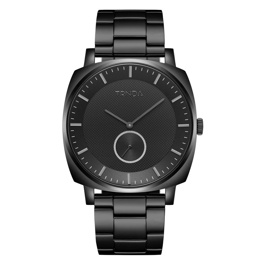 TRNDA STAINLESS STEEL SQUARE BLACK DIAL MEN'S WATCH - TIMELESS FASHION STATEMENT