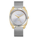 TRNDA Women's Watch with Gold Stainless Steel Case and Silver Stainless Steel Band