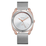 TRNDA Women's Watch with Rose Gold Stainless Steel Case and Silver Stainless Steel Band