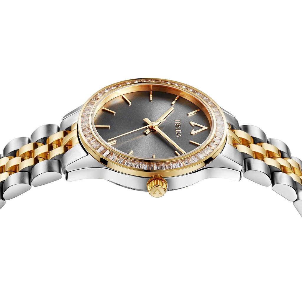 TRNDA Women's Watch with Silver Stainless Steel Case and Silver & Gold Stainless Steel Band