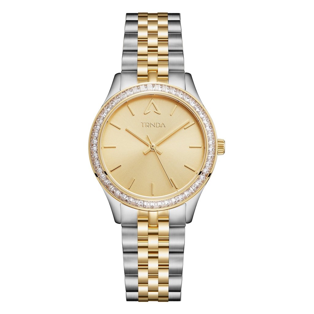 TRNDA Women's Watch with Silver Stainless Steel Case and Silver & Gold Stainless Steel Band