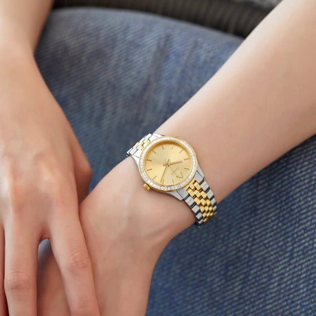 TRNDA Women's Watch with Silver Stainless Steel Case and Silver & Gold Stainless Steel Band