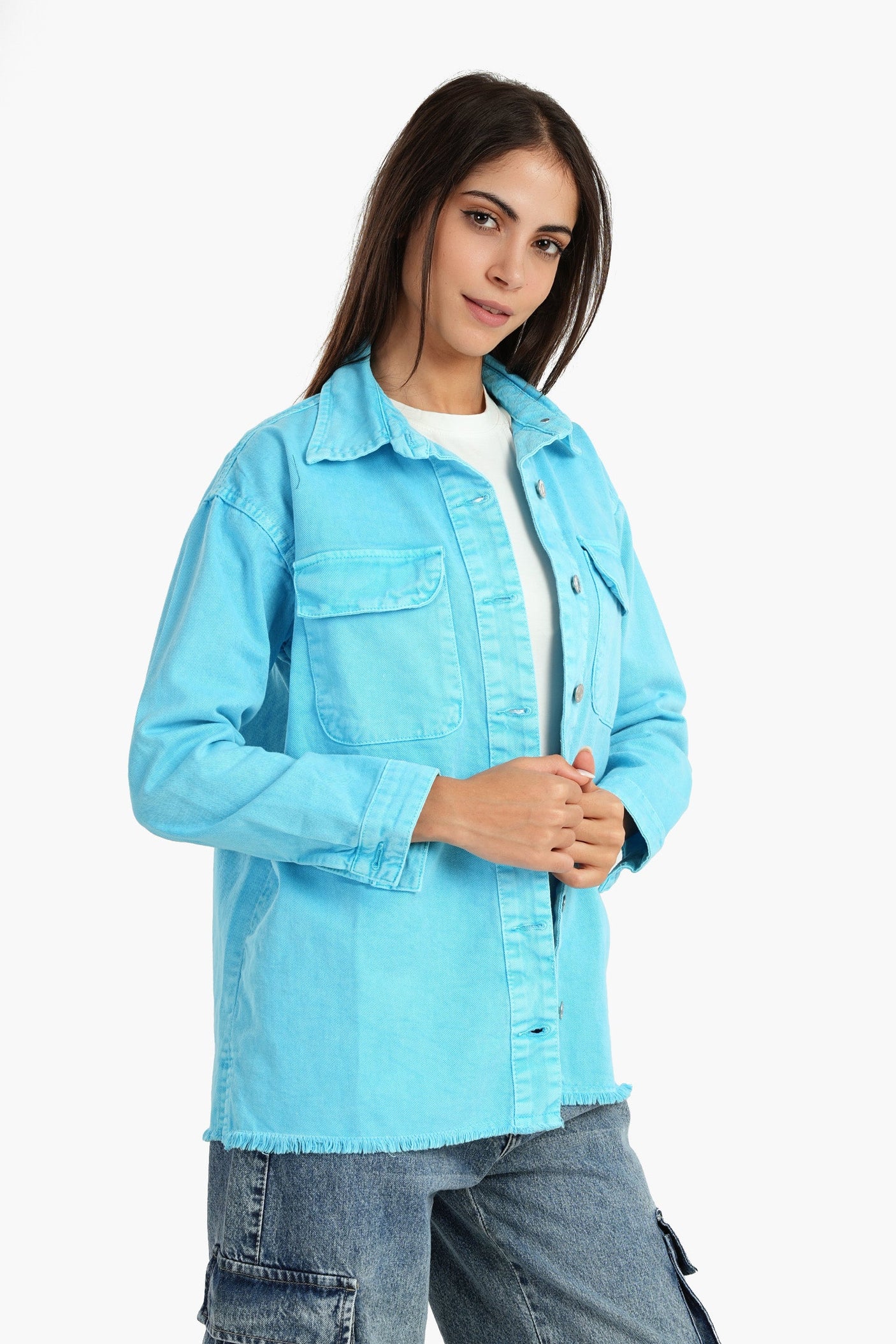 Carina -Denim Shirt with Chest Pockets