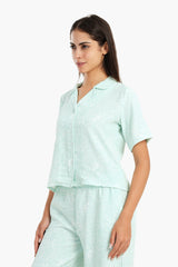 Carina - Self Pattern Pyjama Shirt Top