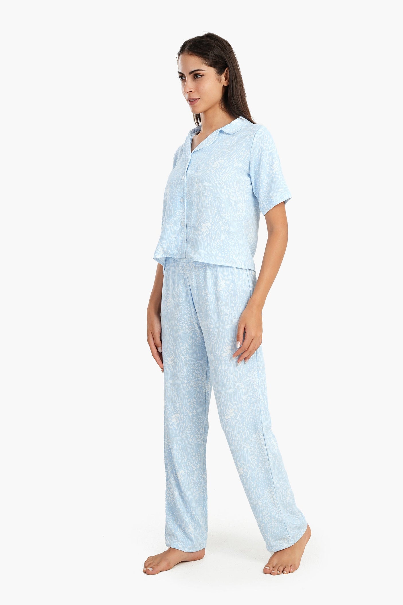 Carina - Blue Self Pattern Pyjama Set