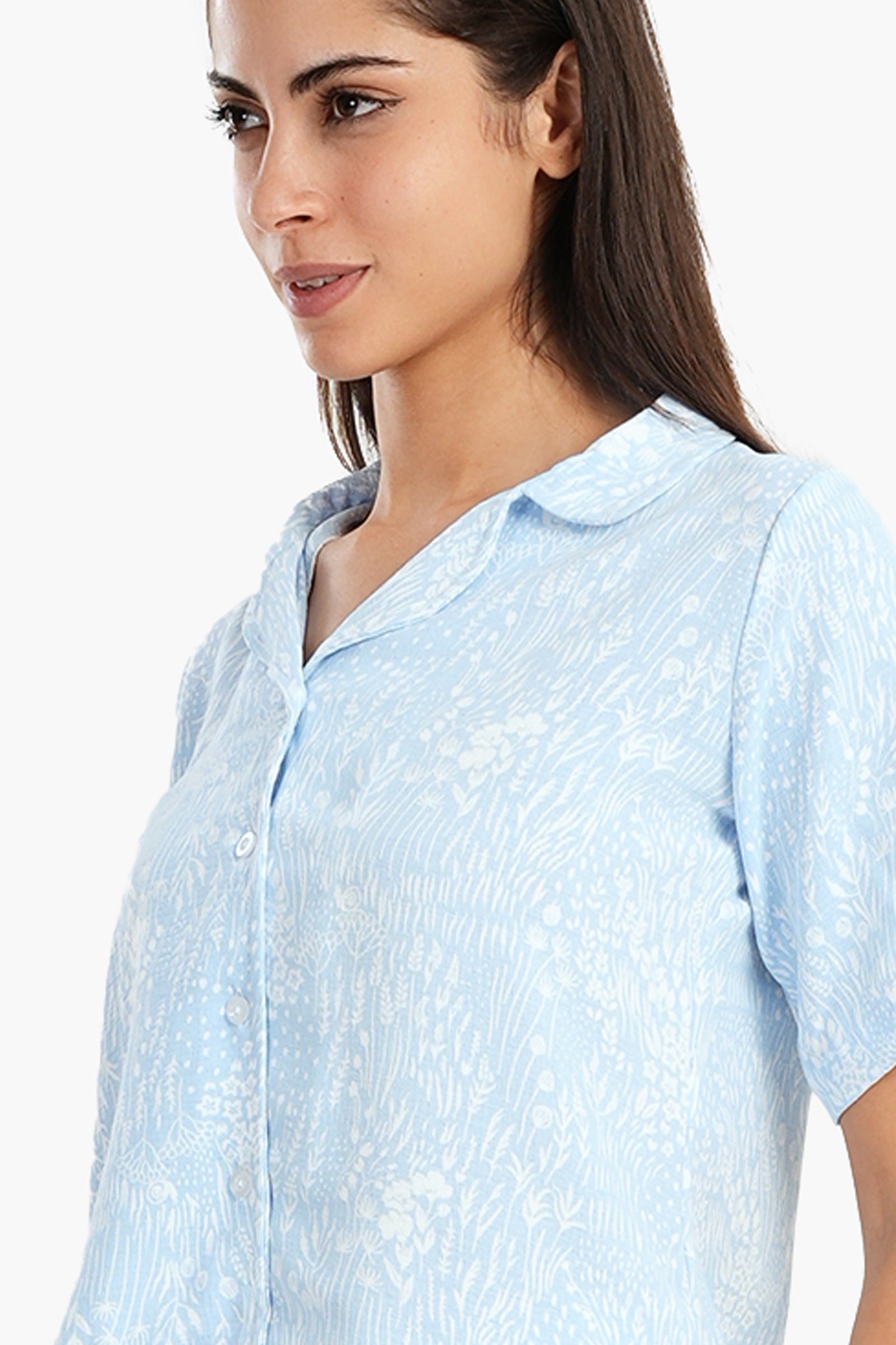 Carina - Blue Self Pattern Pyjama Set