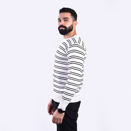 Vox - Round collar striped pullover with two stripes