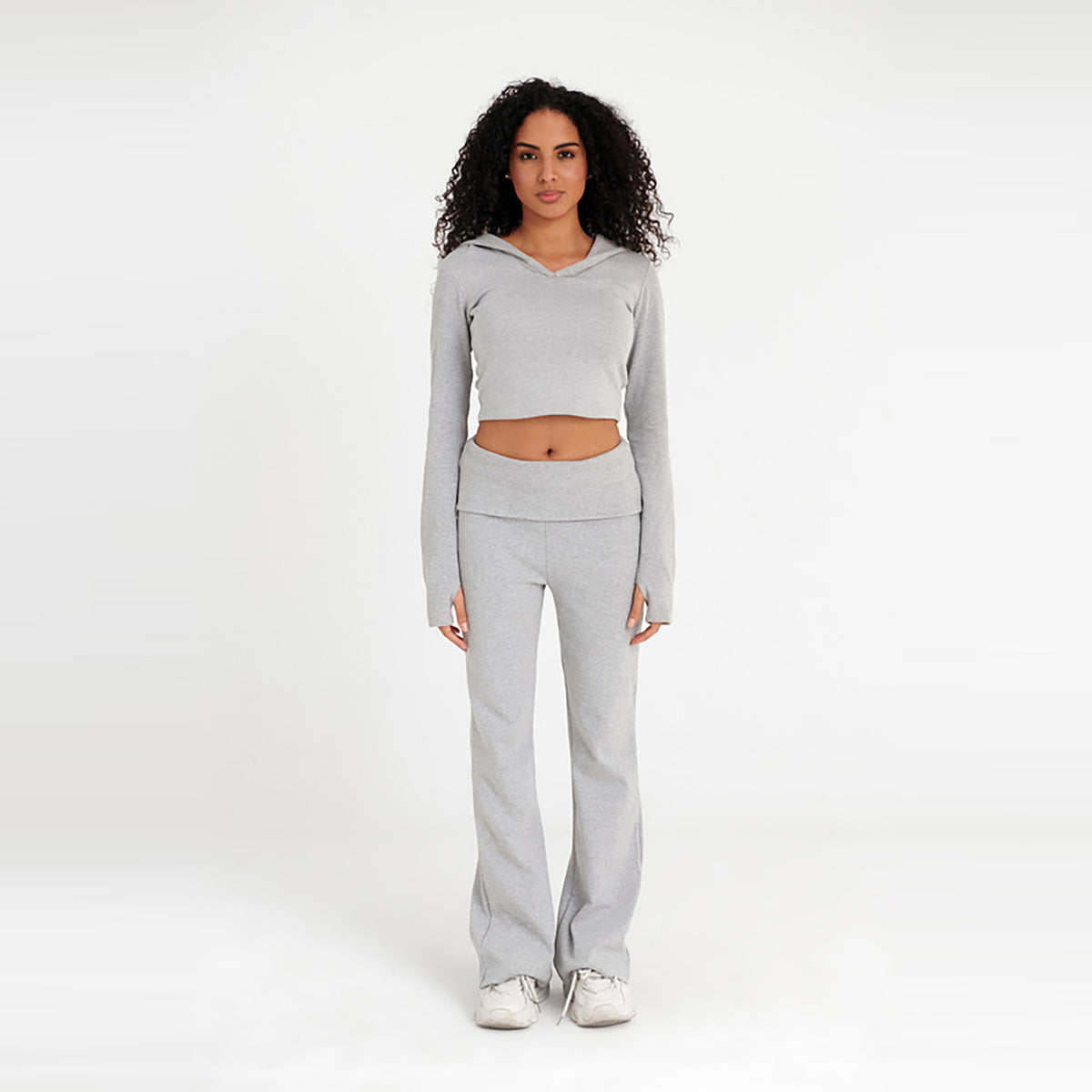 Virmo -  Ribbed Cropped Hoodie for women