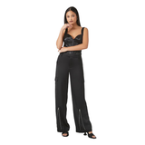 Forever 21 - Satin Cargo Zipper Pants - Sold by FIG