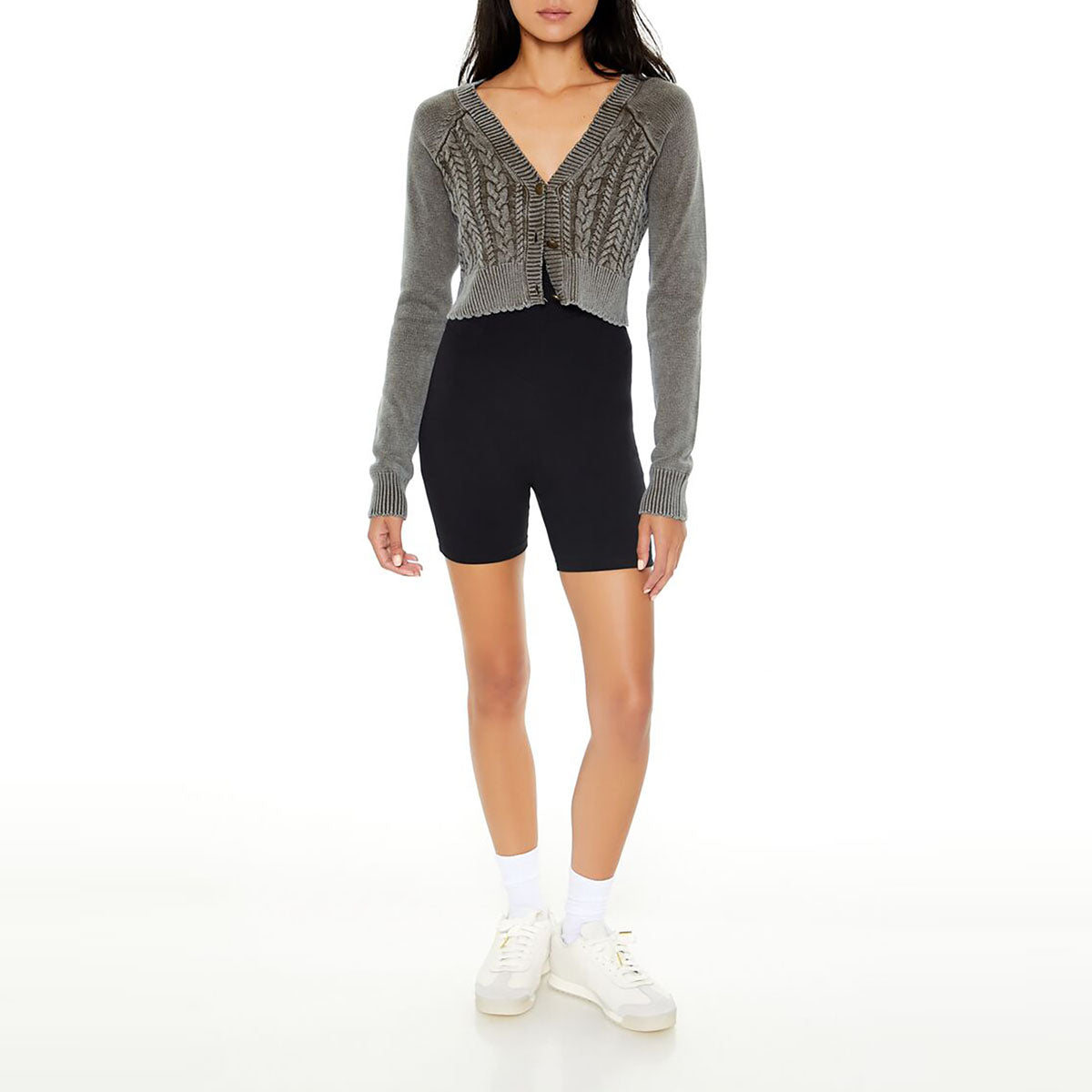 Forever 21 - Cropped Mineral Wash Cardigan Sweater - Sold by FIG