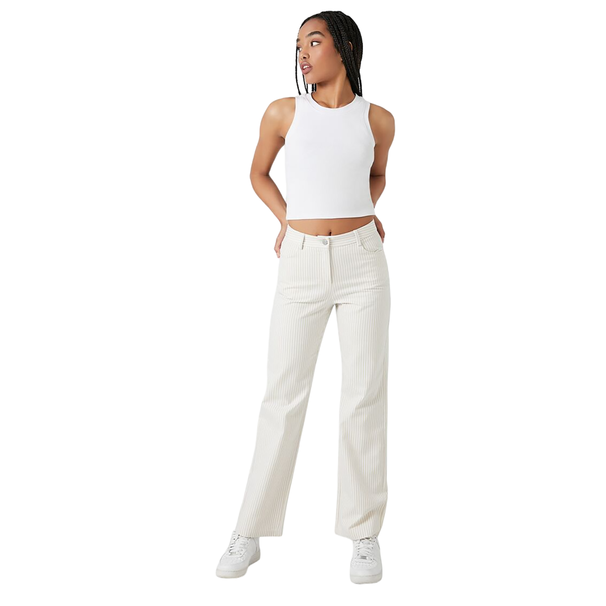 Forever 21 - Twill Striped Straight-Leg Pants - Sold by FIG