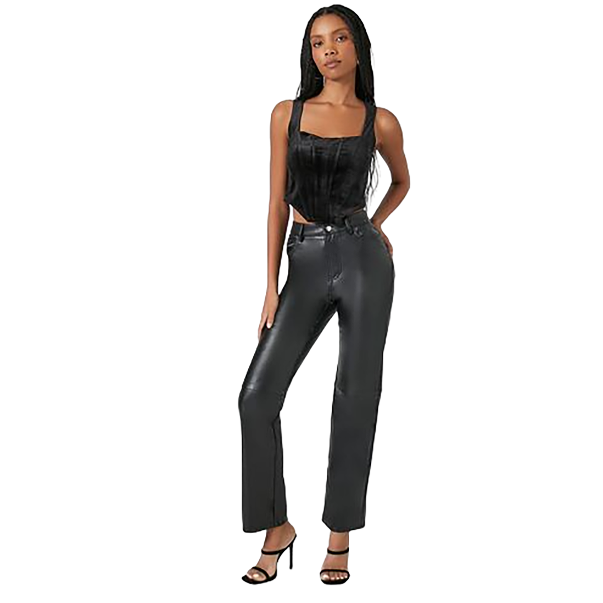 Forever 21 - Faux Leather High-Rise Straight Pants - Sold by FIG