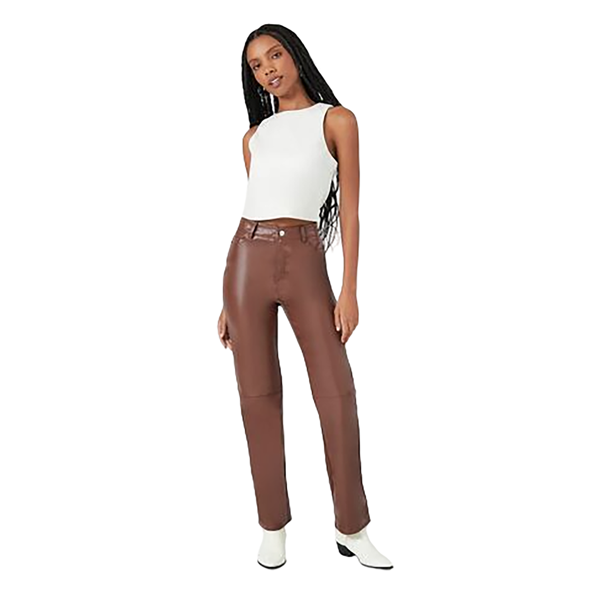 Forever 21 - Faux Leather High-Rise Straight Pants - Sold by FIG