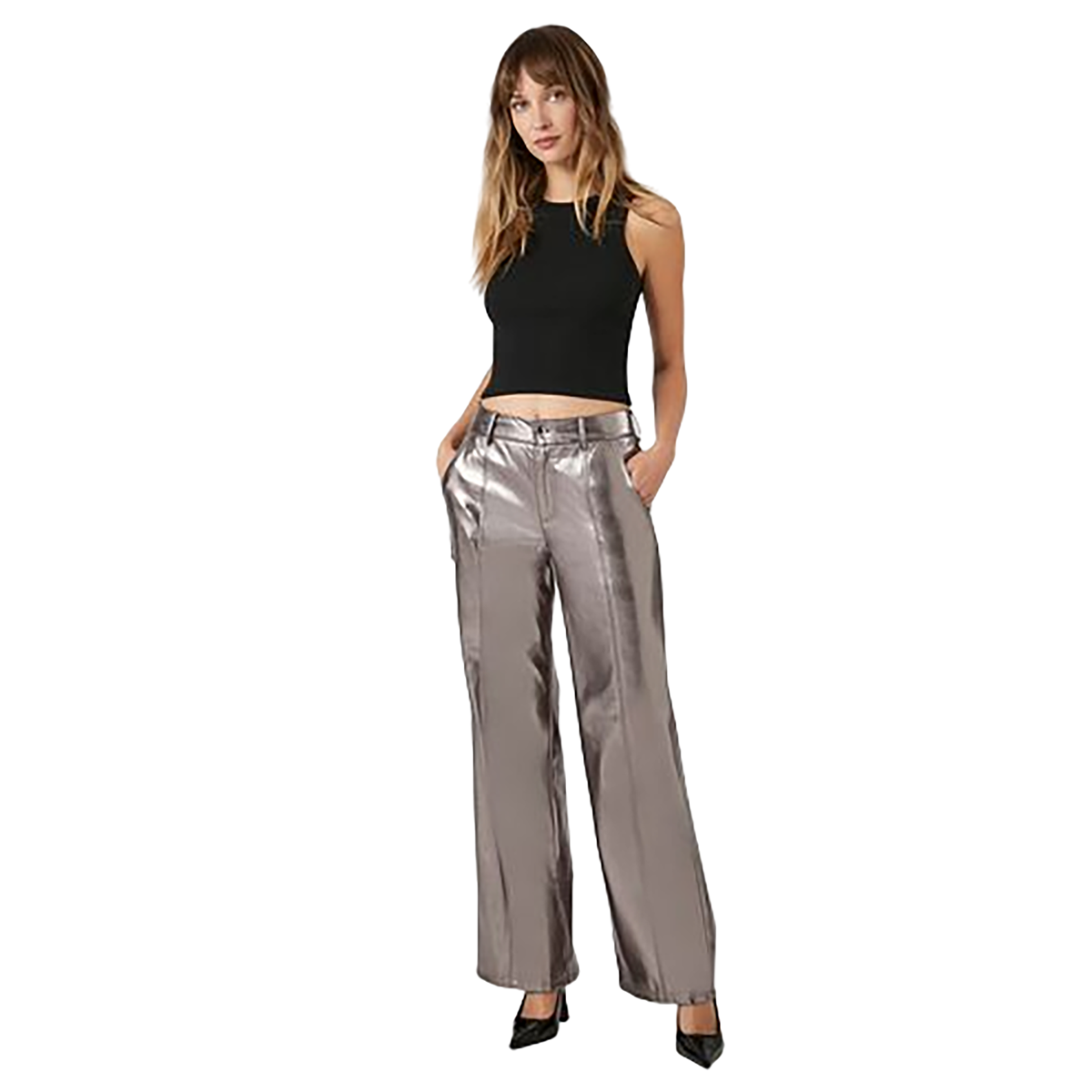 Forever 21 - Metallic Wide-Leg Pants - Sold by FIG