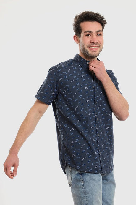 White Rabbit - Summer Patterned Shirt With Short Sleeves