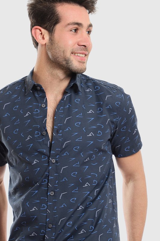 White Rabbit - Summer Patterned Shirt With Short Sleeves