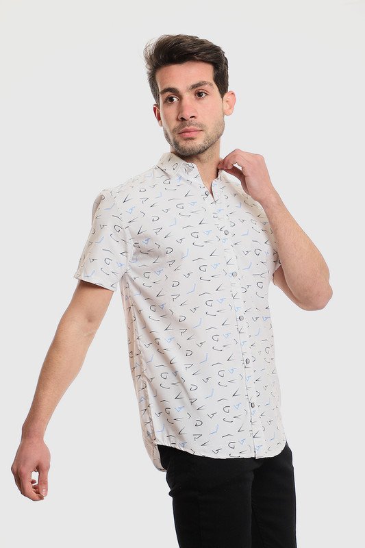 White Rabbit - Summer Patterned Shirt With Short Sleeves