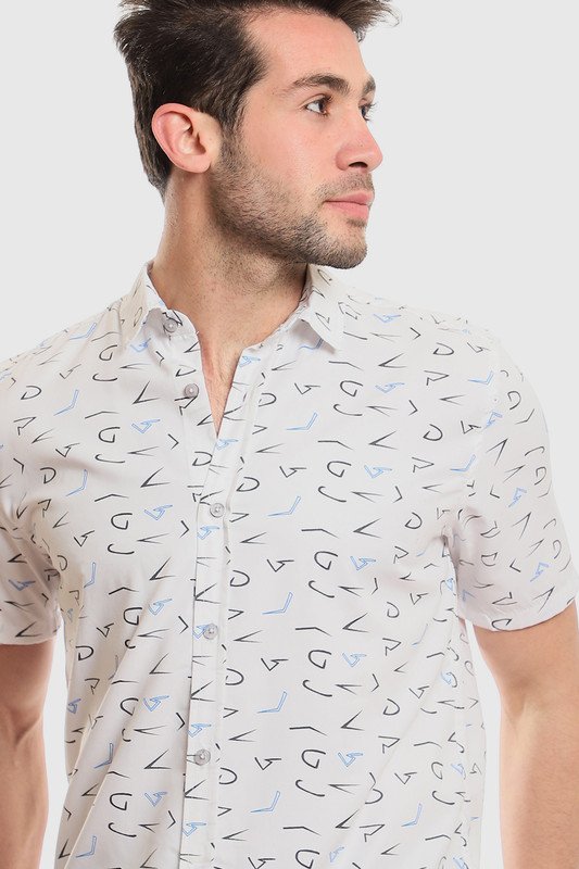 White Rabbit - Summer Patterned Shirt With Short Sleeves