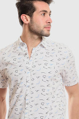 White Rabbit - Summer Patterned Shirt With Short Sleeves