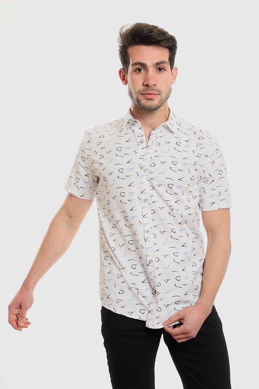 White Rabbit - Summer Patterned Shirt With Short Sleeves