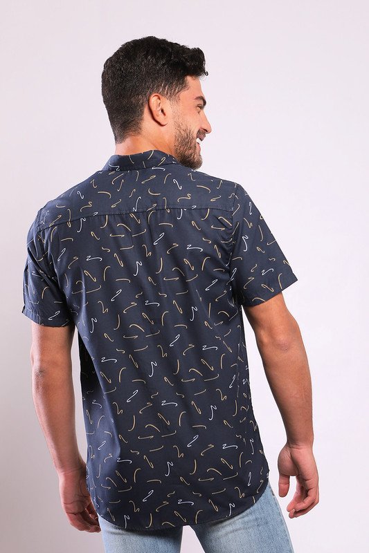 White Rabbit - Random Lines Patterned Buttoned Down Shirt