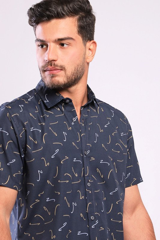 White Rabbit - Random Lines Patterned Buttoned Down Shirt