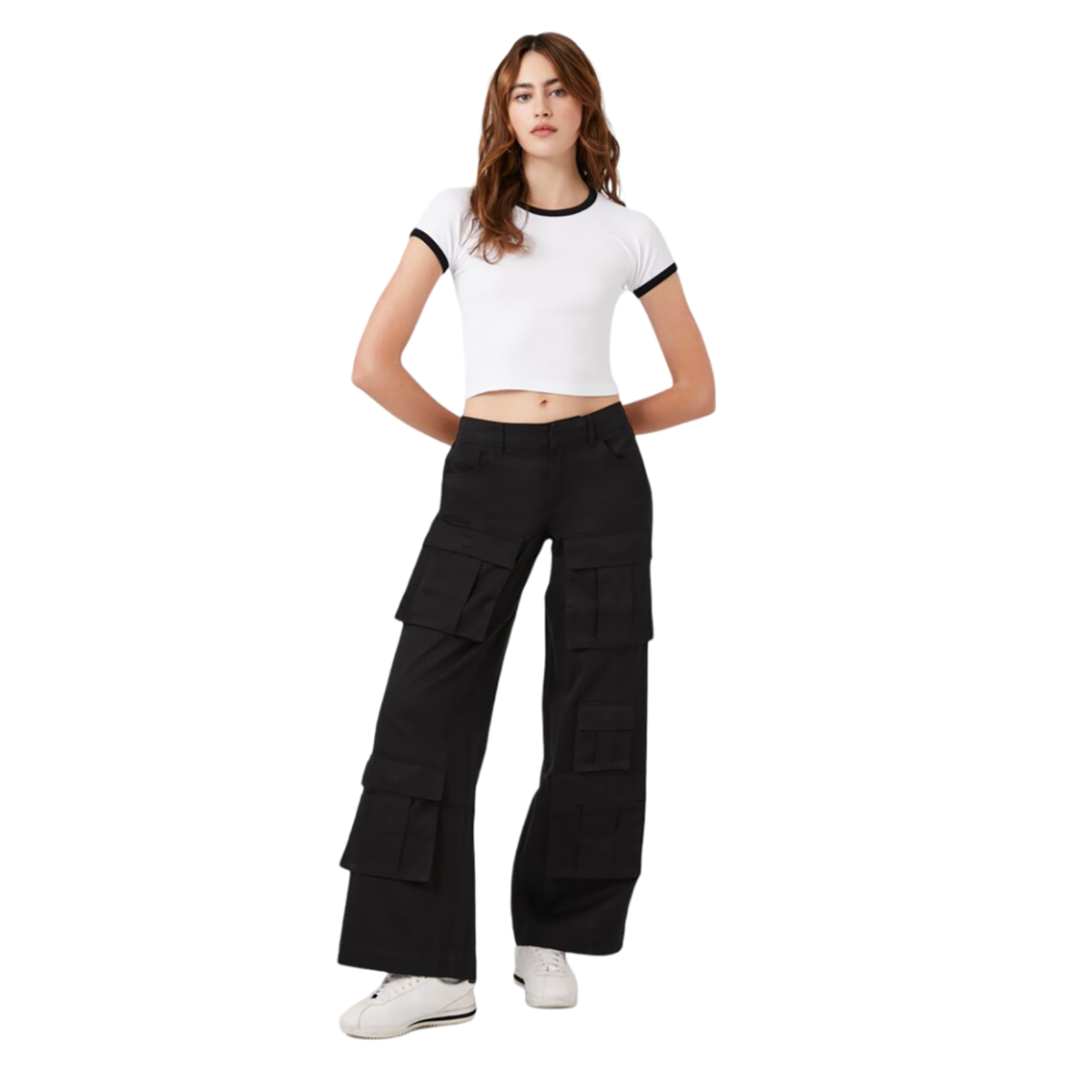Forever 21 - Twill Wide-Leg Cargo Pants - Sold by FIG