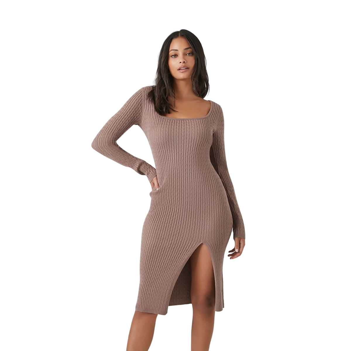 Forever 21 - Cable Knit Sweater Midi Dress - Sold by FIG