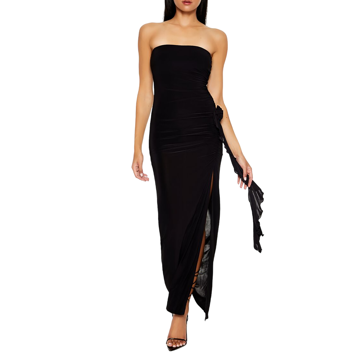 Forever 21 - Rosette Ruffle Maxi Tube Dress - Sold by FIG
