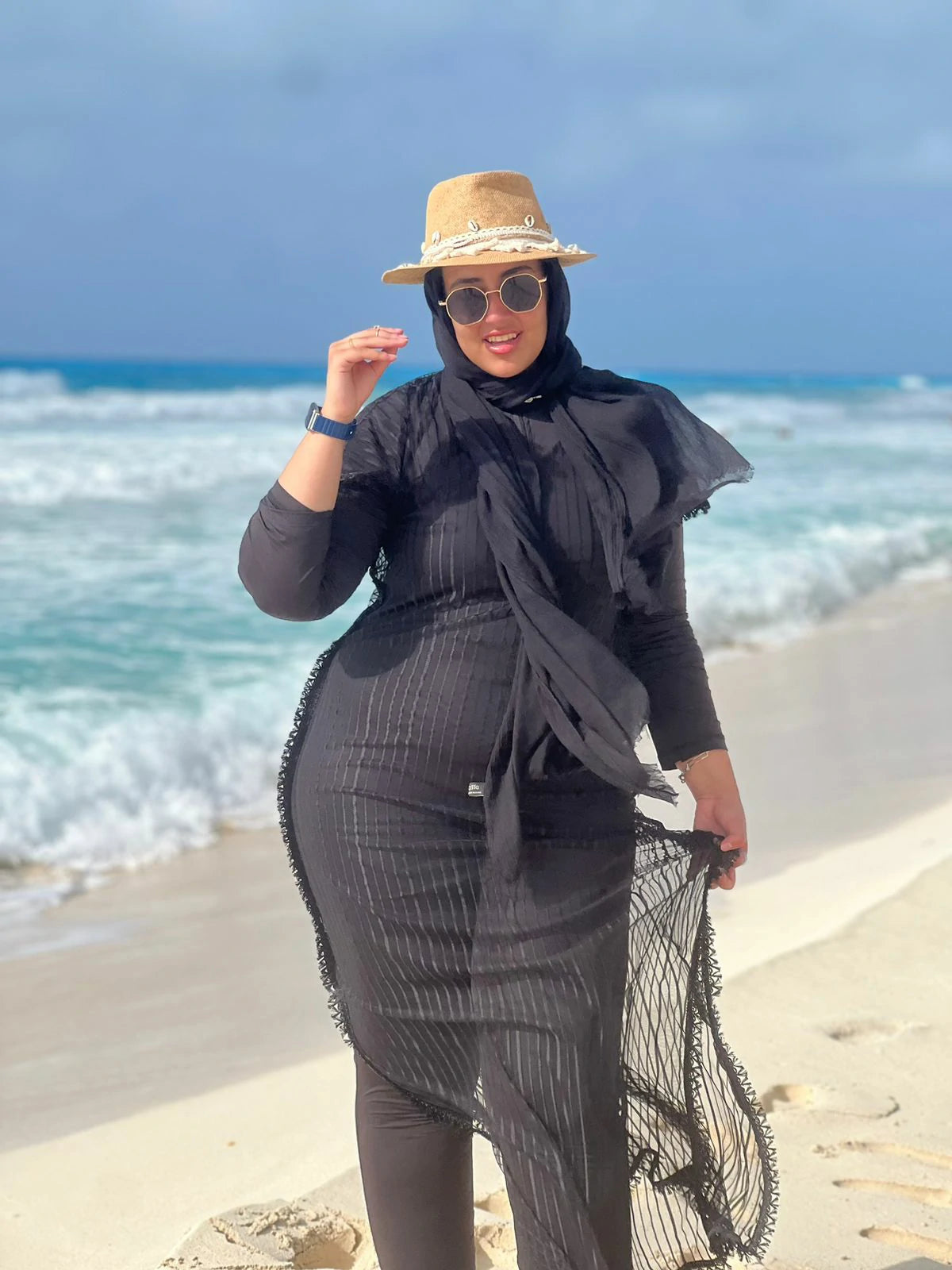 hazel - Sea through Long Beach Dress