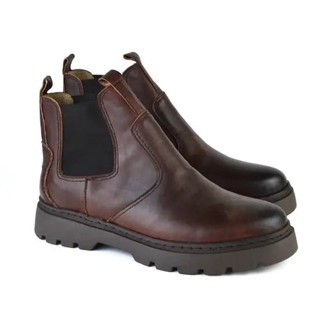 Leazus - Leather Chunky Boot - 4001 BROWN