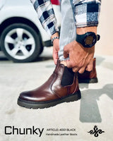 Leazus - Leather Chunky Boot - 4001 BROWN