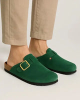 Leazus - Leather SnapClog - Olive Green