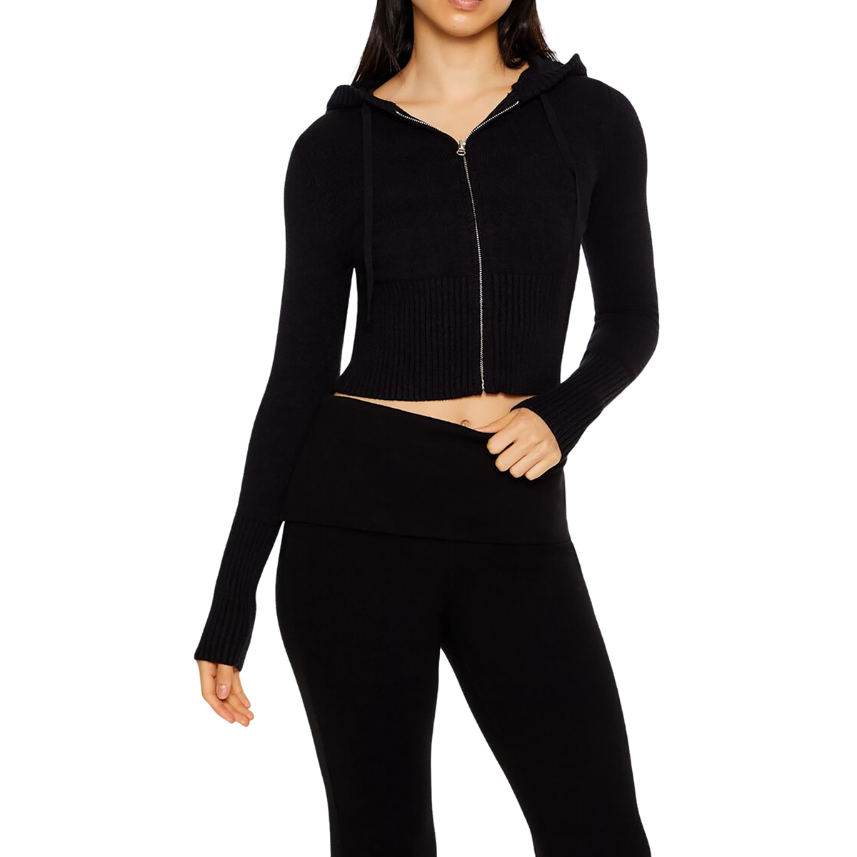 Forever 21 - Hooded Cropped Zip-Up Sweater - Sold by FIG