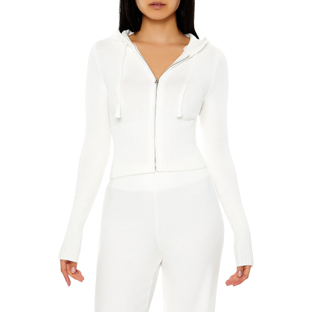 Forever 21 - Hooded Cropped Zip-Up Sweater - Sold by FIG
